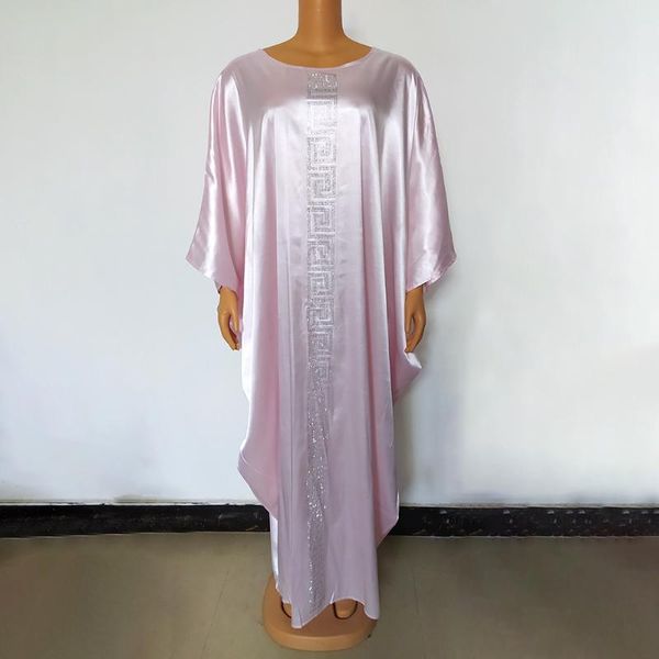 

ethnic clothing loose pure pink african dresses for women diamonds fashion bat sleeve round collar abaya femme robe holiday noble, Red