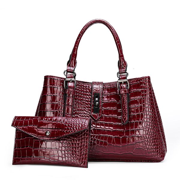 

crocodile pattern lady handbag european american fashion women tote large capacity shoulder casual crossbody bag, Blue;pink