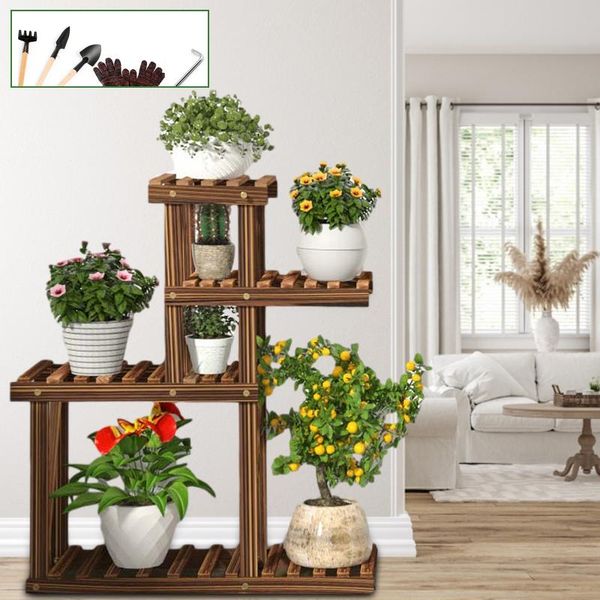 

fencing, trellis & gates 4 tier potted plant stand multiple flower pot holder shelves planter rack storage organizer display for indoor gard