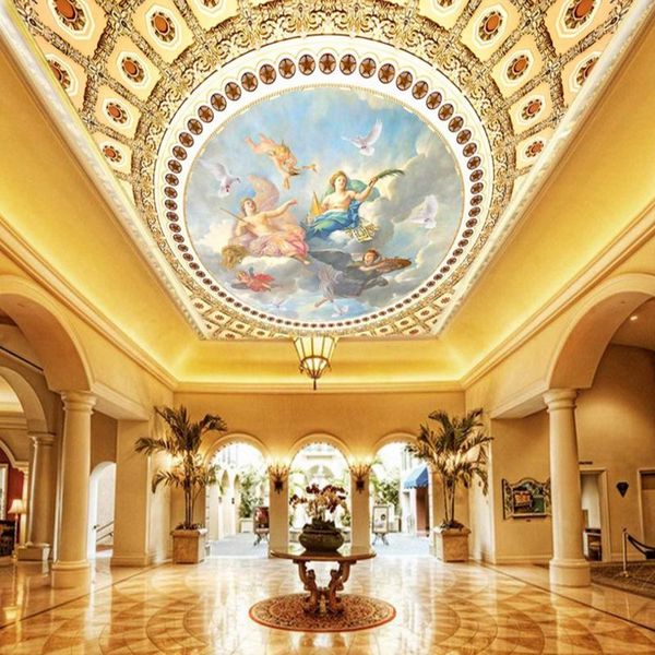 

wallpapers custom 3d effect po painting wallpaper large yellow ceiling angel theme wall mural splendid living room el hall