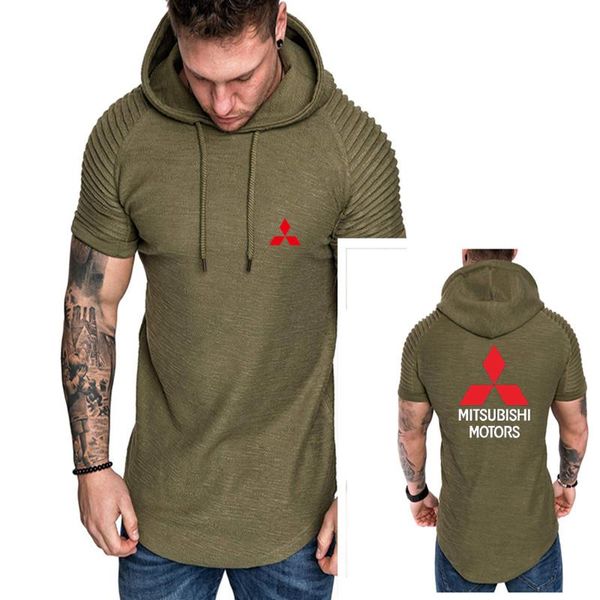 

men's t-shirts men sale summer mitsubishi logo print cotton hoodie solid color sport short sleeve t-shirt male selling man, White;black