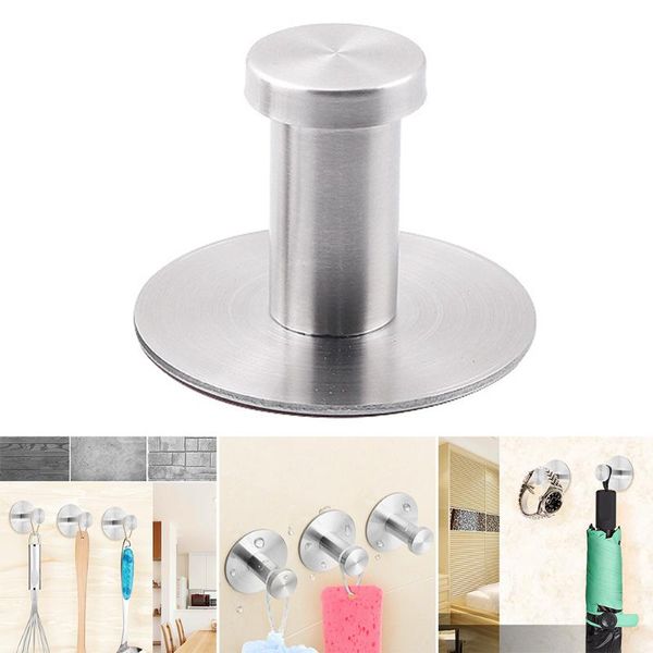 

robe hooks 2pcs punch-clothes stainless steel hook adhesive bathroom movable towel multi-use home