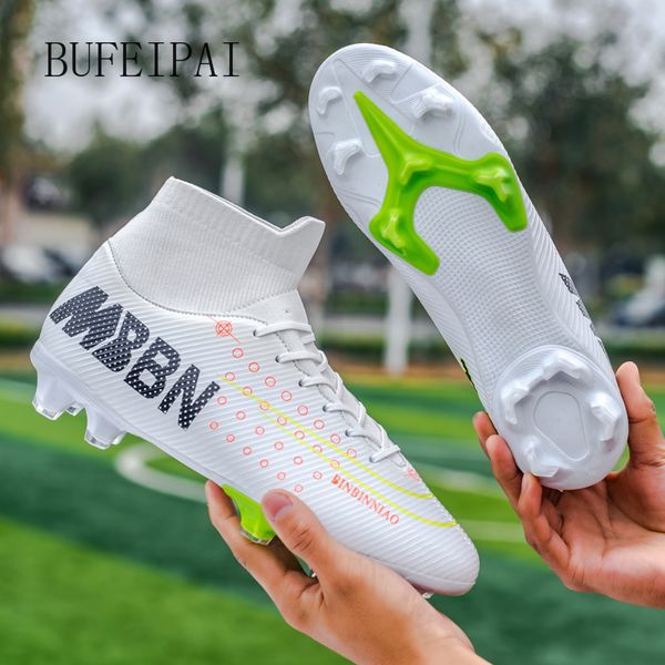 

bufeipai turf black men soccer shoes kids cleats training football boots high ankle sport sneakers size 35-46 dropshipping