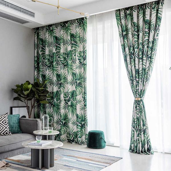 Modernas cortinas de estilo havaianas simples para sala de jantar sala de banho único lenço impressa cortina de tecido cortinas 210712
