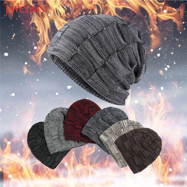 

beanies joycosin women men warm baggy weave caps crochet winter fluff inside beanie knitted solid color skull hat1