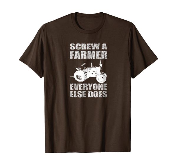 

screw a farmer everyone else does tshirt - funny tractor, White;black