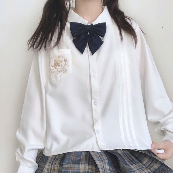 

2021 new harajuku kawaii long sleeve white blouses and female shirt fall jk uniform school clothes ggal