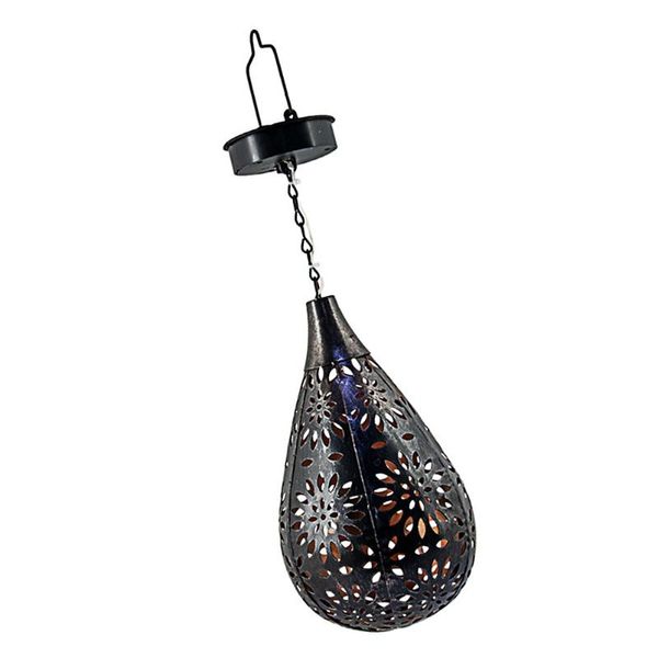 

strings solar-powered lantern led garden lights metal lamp outdoor light (black)