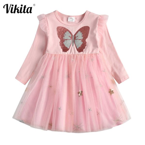 Викита бабочка дети дети девушка элегантное платье девушки принцесса вечеринка Pageant формальная дети сетки тюль день рождения q0716