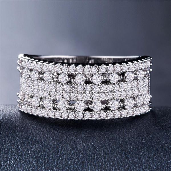 

wedding rings hch love full micro paved women finger ring 3 colors available trendy simple band wholesale lots&bulk arrival, Slivery;golden