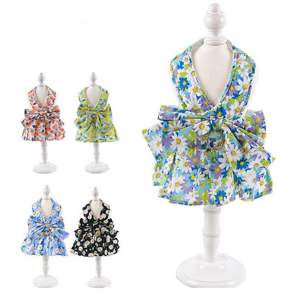 

dog collars & leashes functional sweet small harness dress adjustable bowknot puppy chihuahua leash fruit cat collar outdoor walking schnauz