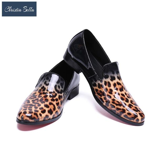 

dress shoes christia bella design men loafers low heels leopard man flats fashion gental casual zapatillas hombre stage outfit, Black