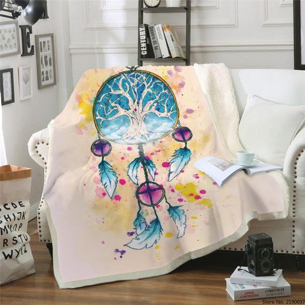 

blankets wind chimes printed square sherpa blanket camping picnic sofa back to school thick wool home bedroom decoration tapestry
