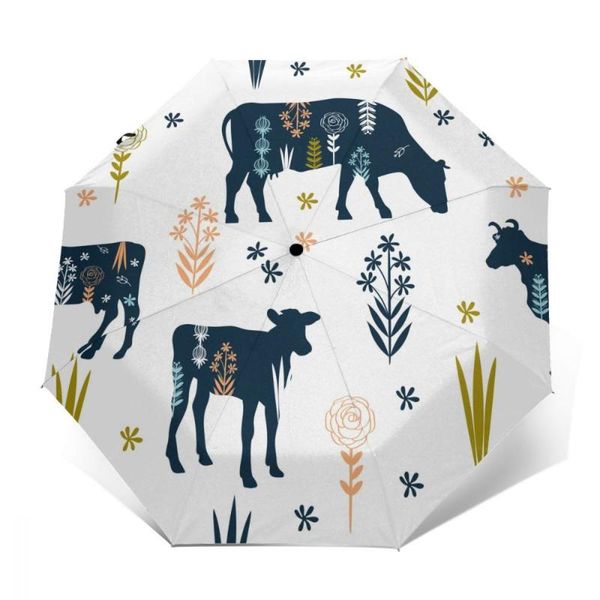 

umbrellas automatic umbrella silhouettes of cows and flowers three-fold women men rain