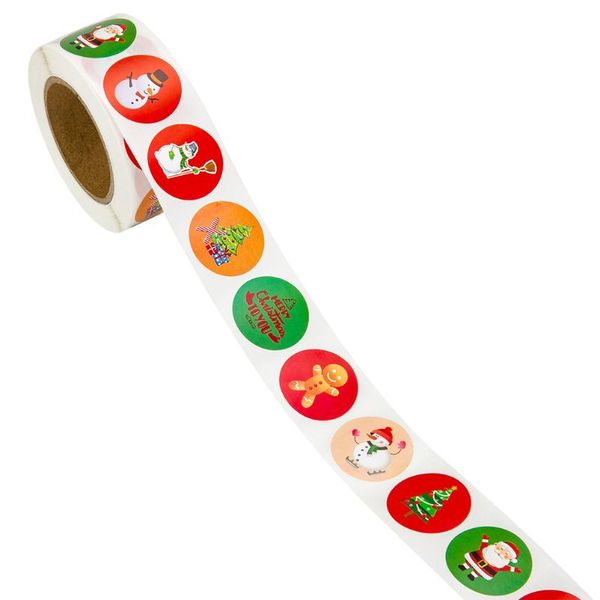 

gift wrap 1 roll creative christmas sealing stickers round label self-adhesive candy bag party favor various design dec