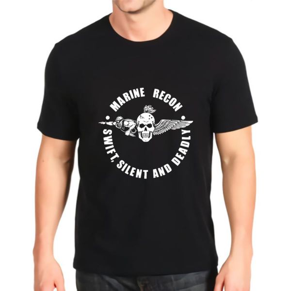 

men's t-shirts fashion printed tshirt marine recon swit silent and deadly customization tees mens loose costomizable, White;black