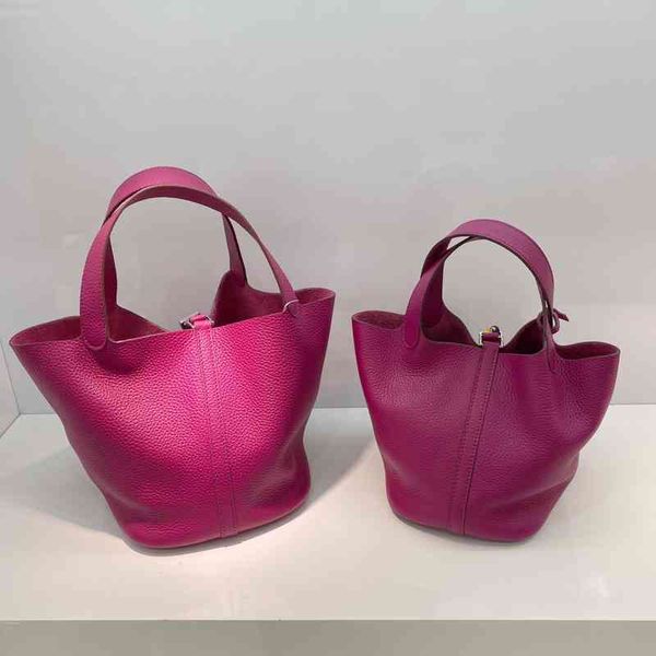 

brand h handbags 2023 new leather hand basket bucket layer cowhide litchi fringe