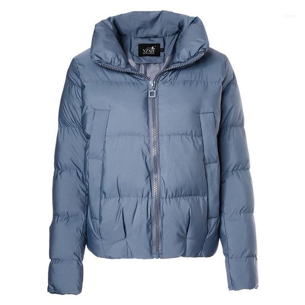 

women's down & parkas cotton parka 2021 winter standing collar long sleeve elegant coat solid short casual coats female parka1, Black