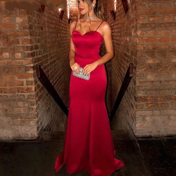 

2021 mermaid prom dresses sweetheart backless spaghetti straps satin formal evening party gown plus size, Black
