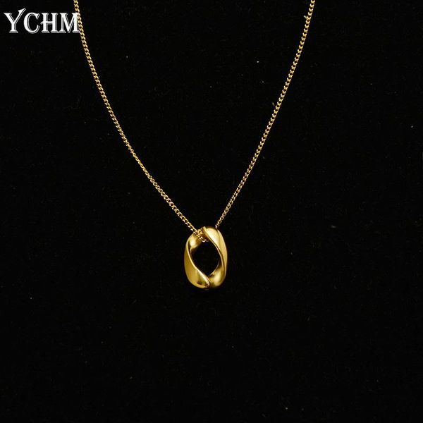 

pendant necklaces stainless steel hollow necklace for women irregular geometric minimalist style jewelry ychm, Silver