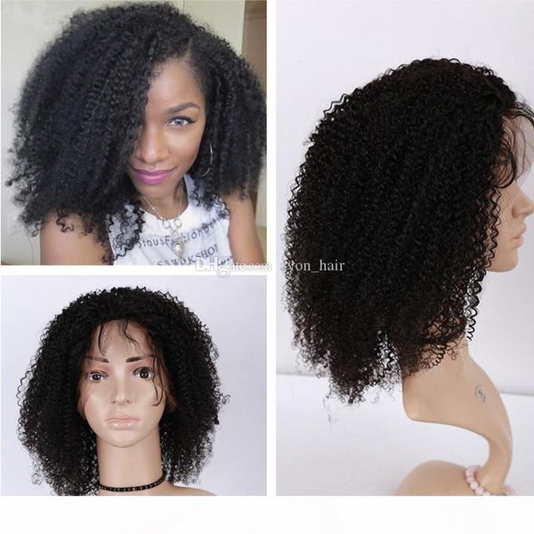 

brazilian afro kinky curly full lace human hair wigs for black women 9a kinky curly lace front human hair wigs full lace wigs, Black;brown