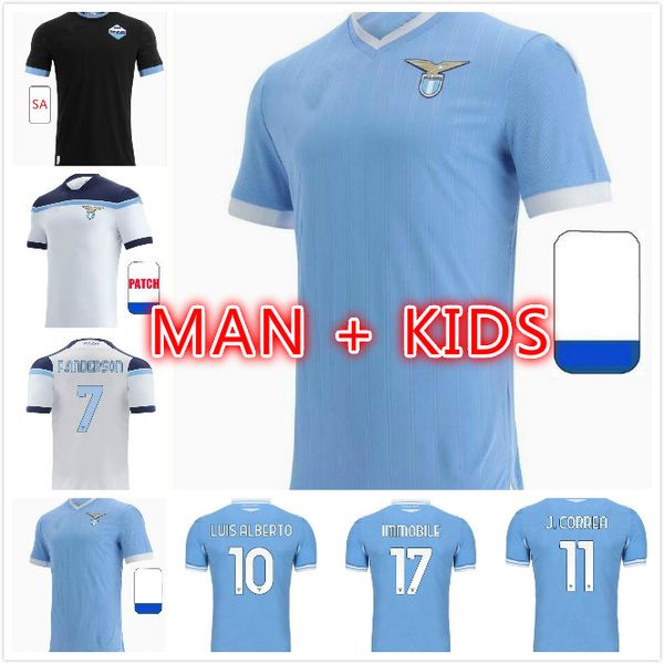 

men kids kits 2021 2022 lazio soccer jersey 21 22 football shirt luis alberto camiseta de futbol immobile sergej maillot foot maglia calcio, Black;yellow