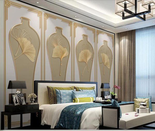 

custom gold leaf wallpapers modern wallpaper for living room 3d stereoscopic wallpaper