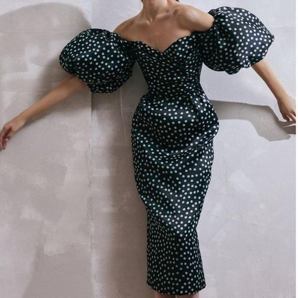 

casual dresses women fashion backless strapless off the shoulder heart shaped neck dress lady party elegant polka dot printing, Black;gray