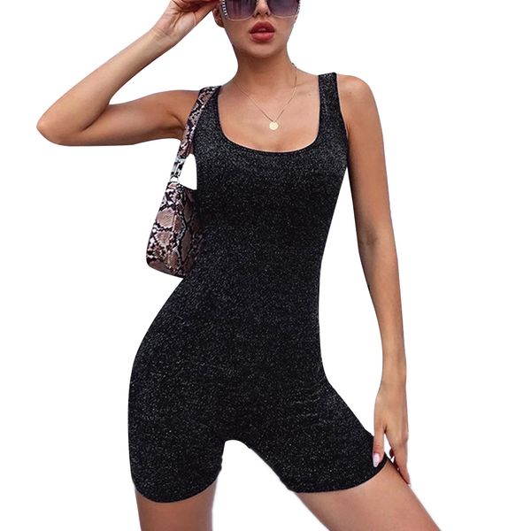 

black playsuits women sleeveless solid color low cut bodycon club party fashion bodysuits jumpsuits rompers streetwear