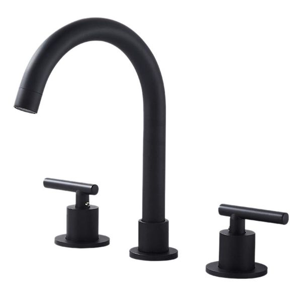 

bathroom sink faucets 3pcs lfs-a0688-mt-c two handle widespread faucet with crop up drain assembly,matte black