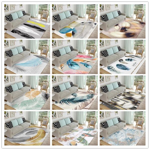 

carpets 14 kinds feather 3d printed large size carpet soft flannel parlor area rugs bedroom decor tapetes home living room for