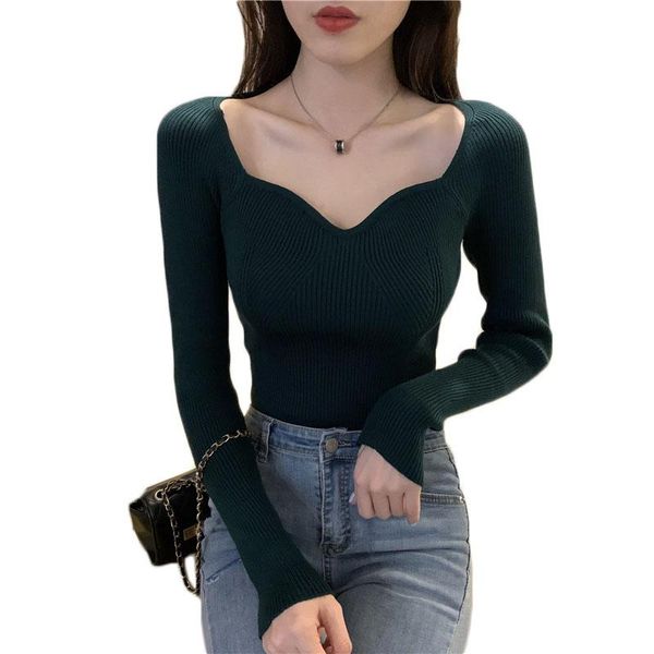 

women's sweaters wsyore v-neck long-sleeved sweater korean retro slim spring and autumnbottoming shirt women ns2715, White;black