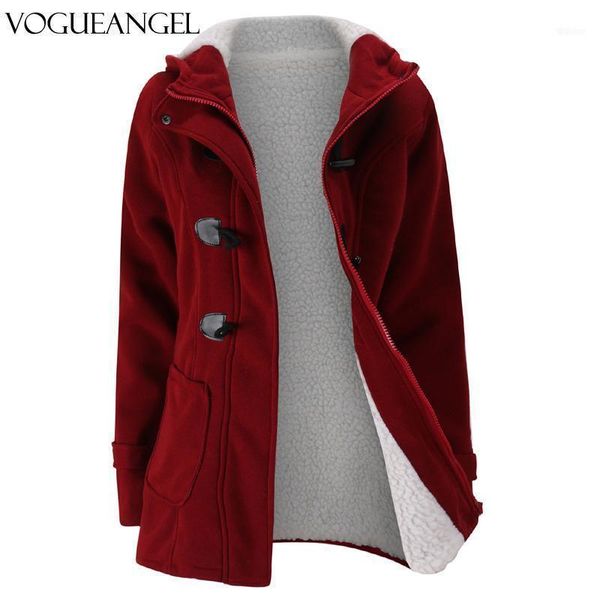 

women's down & parkas 2021 autumn winter womens horn button coat slim warm woolen jackets female outwear plus size hooded coats for wom, Black
