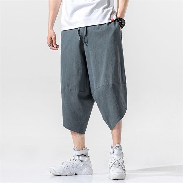 

mrgb drop summer cotton harem pants men casual hip hop trousers cross bloomers calf-length joggers streetwear 210715, Black