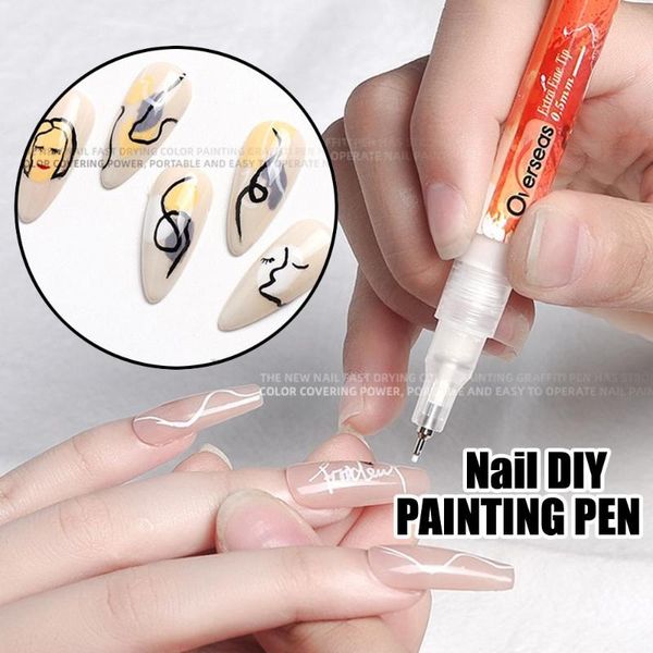 

nail brushes 1pc refillable ink waterproof diy drawing tools sketch art graffiti pen abstract lines flower, Yellow