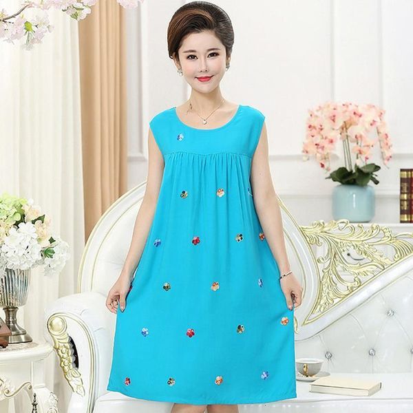 

plus size 3xl new women embroider floral sleepshirt comfortable sleeveless nightgown loose cotton linen sleepshirt sleepwear, Black;red