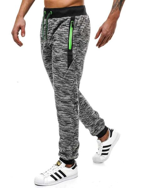 

2020 new fashion waist tether solid color zipper pocket snowflake cloth men's sports casual pants, Black