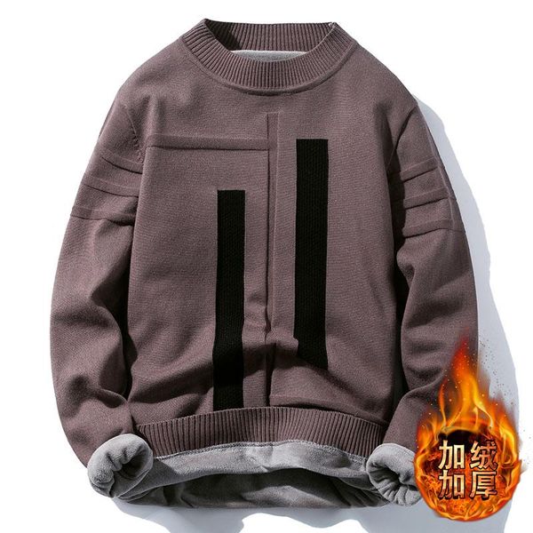

men's sweaters round neck sweater, 2021 autumn and winter cashmere thick korean fashion leisure sweater, White;black