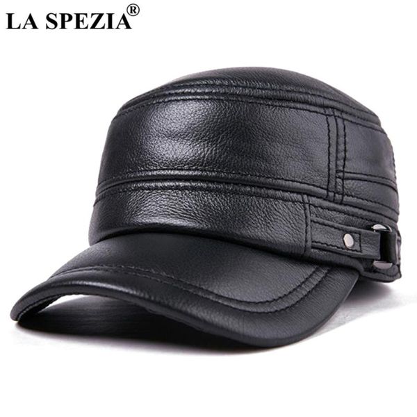 

wide brim hats winter leather cap men army military hat genuine cowskin black male vintage dad caps, Blue;gray