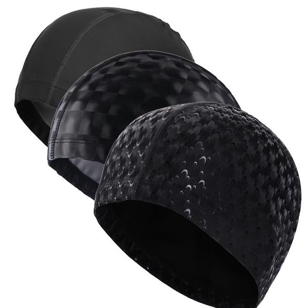

men women pu coating fabric swim cap crystal swim pool protect ears long hair adults waterproof swimming bathing caps di jllrrp
