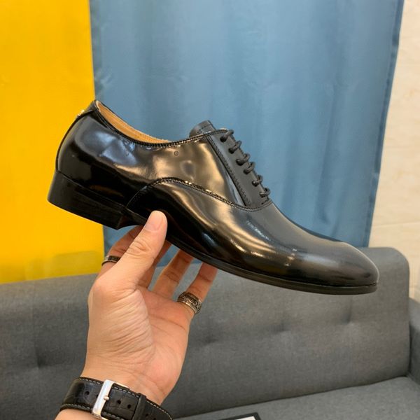 

[orignal box] luxury new mens oxfords genuine leather gommino gommino wedding business dress lace up shoes size 38-45, Black