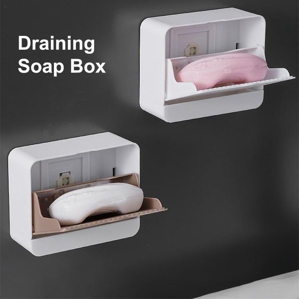 

storage box rack shelf double drain bathroom soap holder wall mounted self adhesive soap dishes sponge dish no drilling