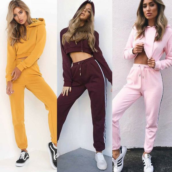 

2pcs women's training suit hoodie sweatshirt broek set casual sweat pack 3ee, Gray