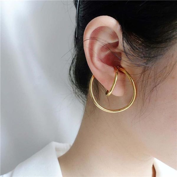 

clip-on & screw back trend simple geometric distortion irregular curve clip earrings for women girl fashion jewelry no pierced 1 pair, Silver