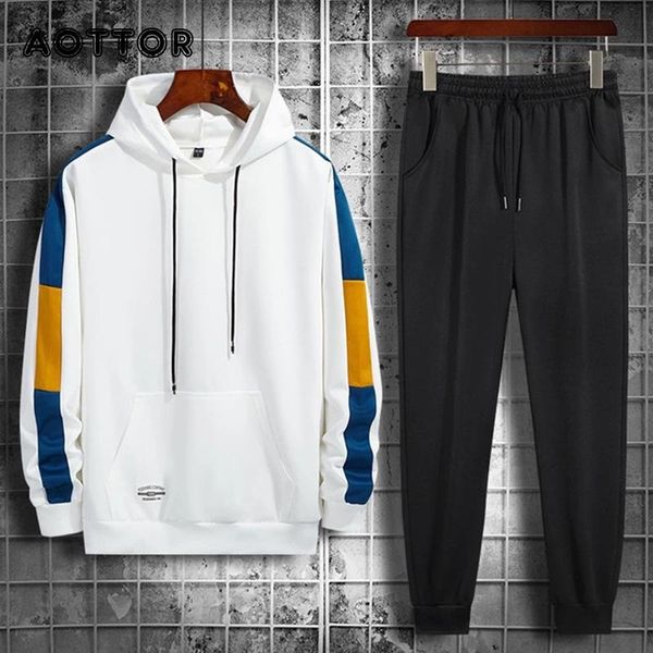 

fashion men casual set hooded autumn new men's sportswear hoodies+pants 2pcs sets male hip hop street loose tracksuits 4xl, Gray