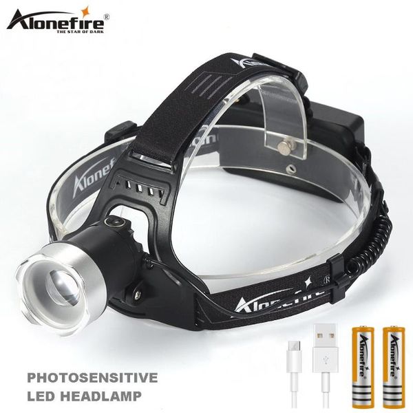 

alonefire hp34 white light cree l2 led micro usb headlamp psensitive head front lamp 18650 motion sensor waterproof lights
