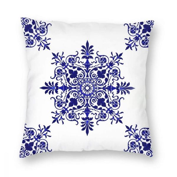

victorian victorians tile design blue delft square pillow case polyester cushions for sofa casual pillowcase