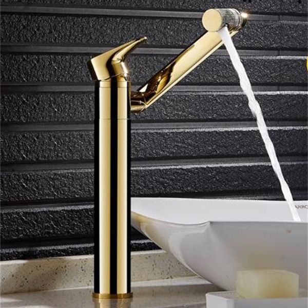 

2021 new rotating basin brass bathroom luxury gold kitchen heightened water tap tall sink faucet qzxg