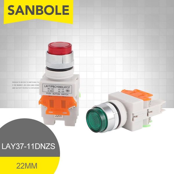 

smart home control 22mm lay37-11dnzs(pbcy090) with lamp push button switch flat round self reset self-locking fixed type 220v 1no1nc