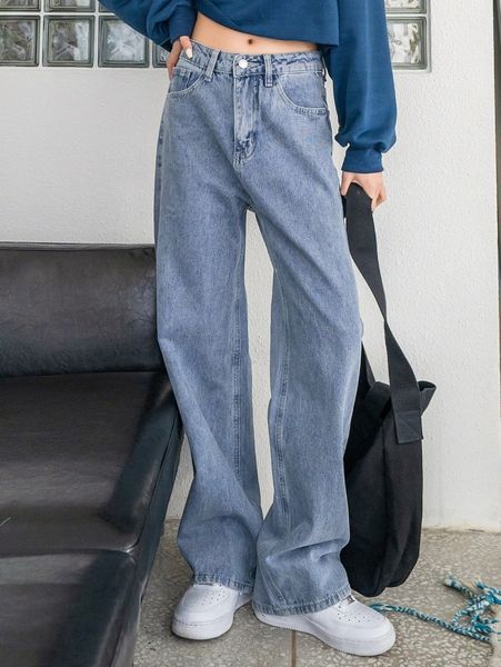 

dazy light wash straight leg jeans x0oi#, Blue